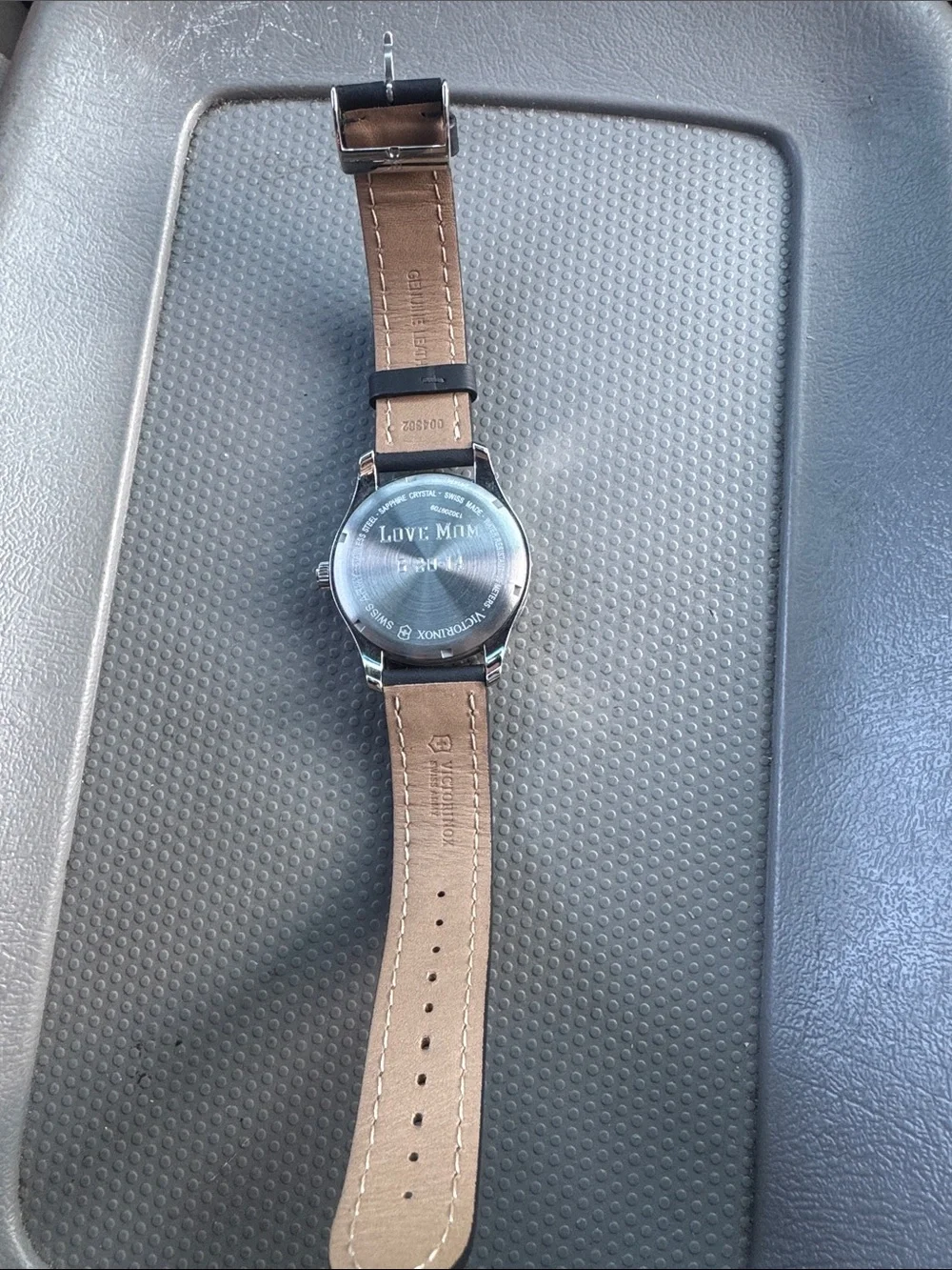 Victorinox Black Dial Watch with Black Leather Strap